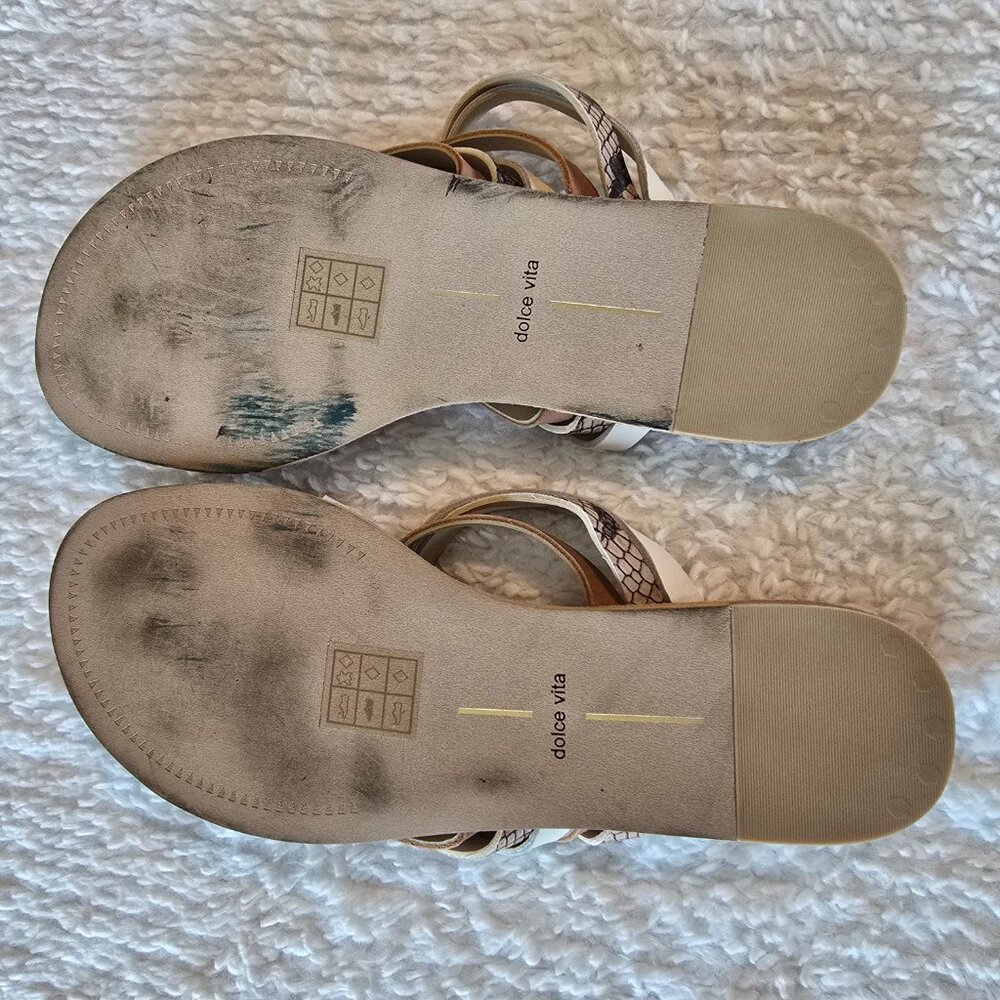 Dolce Vita Nelly Flat Sandals Beige White Neutrals Size 8 - Picture 12 of 16